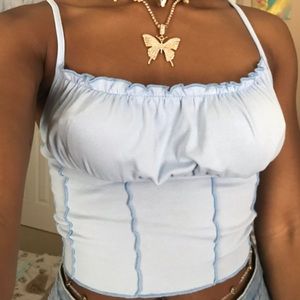 blue milkmaid top